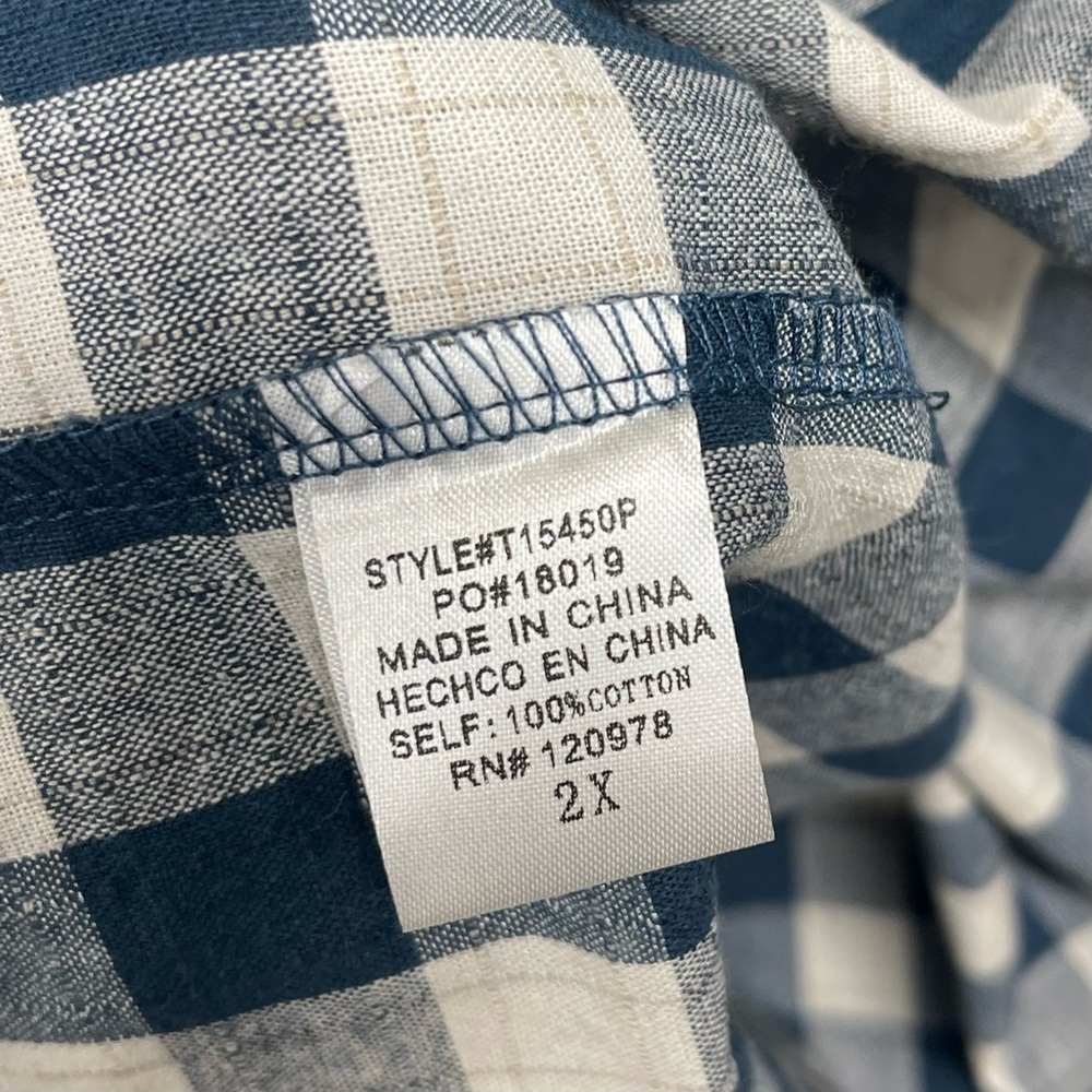 Entro Teal Gingham Plaid Top Ruffle Sleeves Women’s Size 2X NWT - Picture 6 of 6
